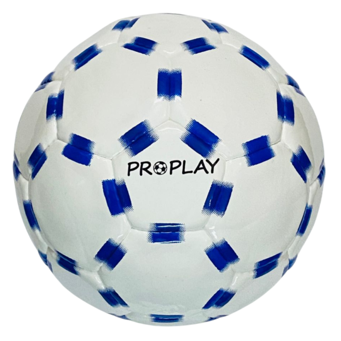 ProPlay Handstitched Football – White with Blue Pattern Panels